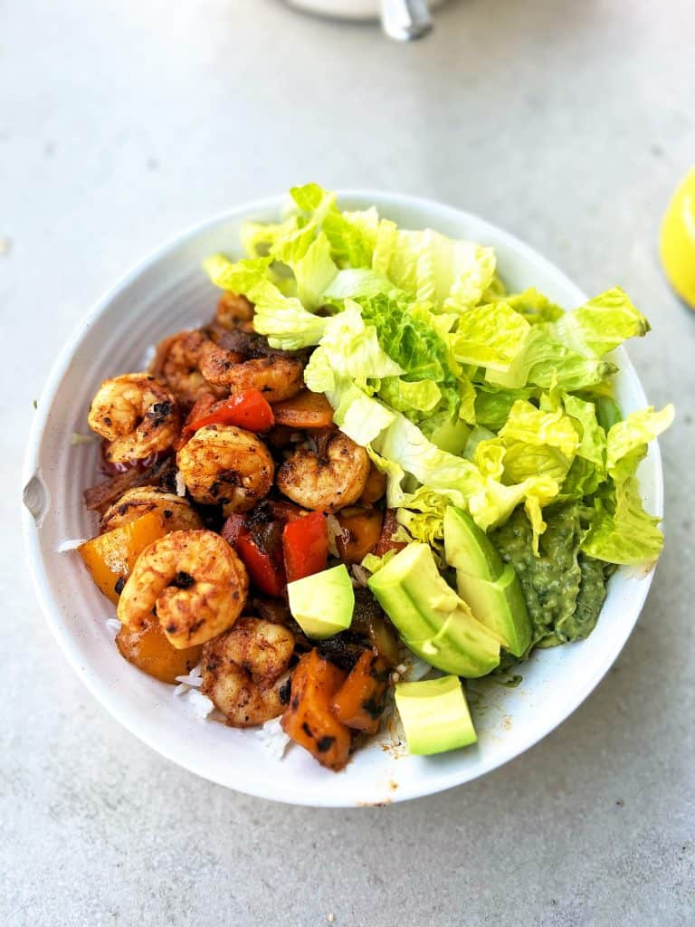 Spicy Shrimp Fajita Bowls Recipe for - Nourished by Anne